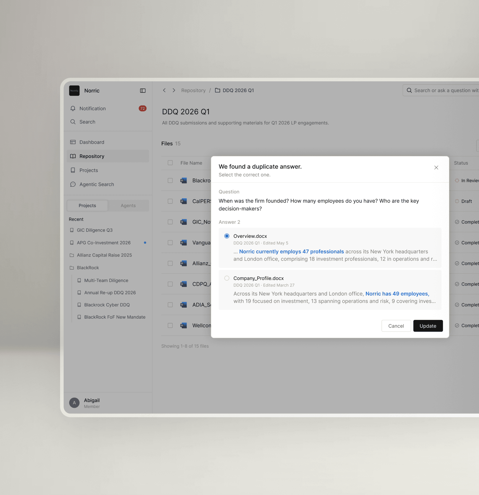 Govern repository content at scale interface
