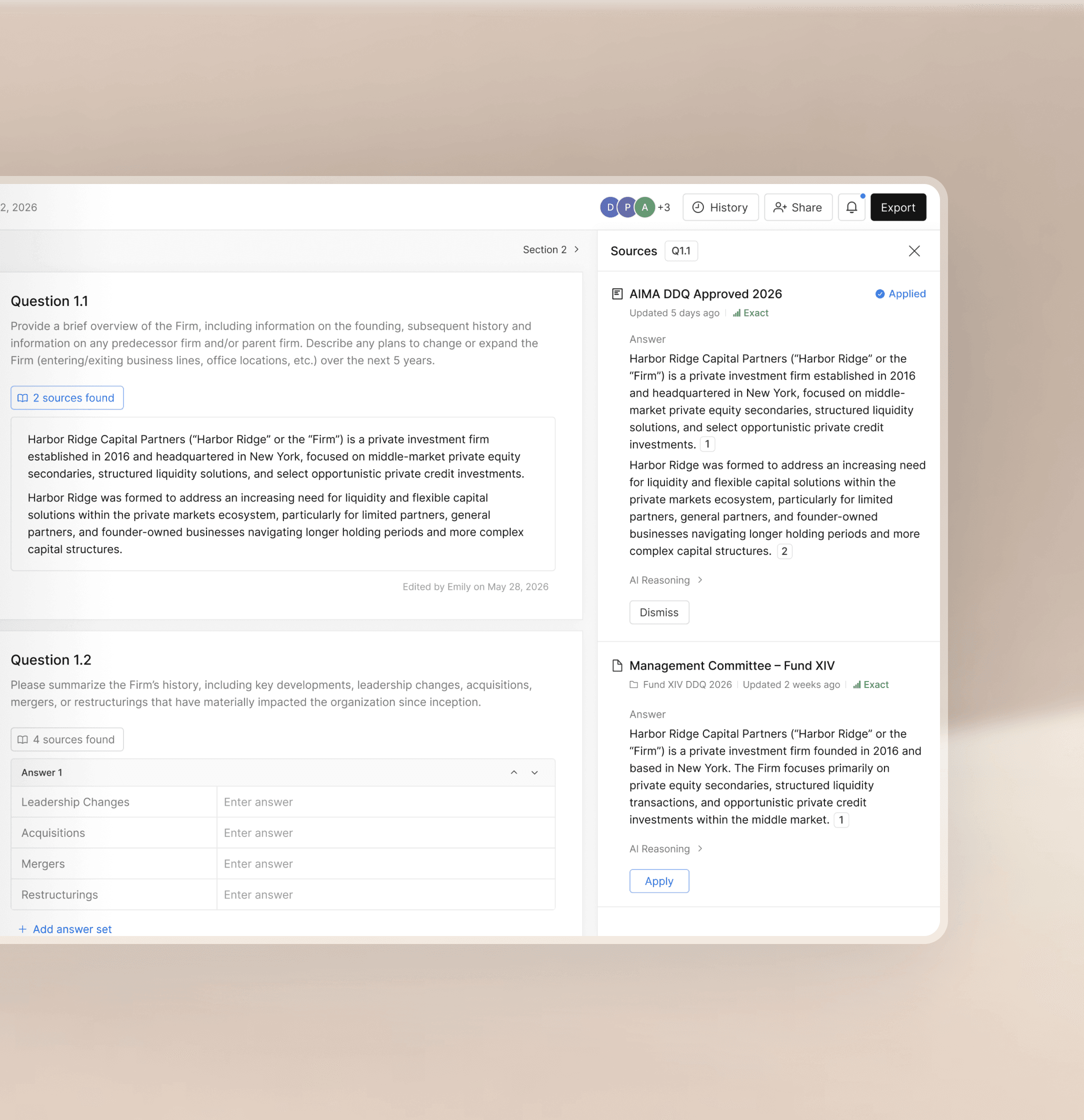Identify overlapping answers automatically interface
