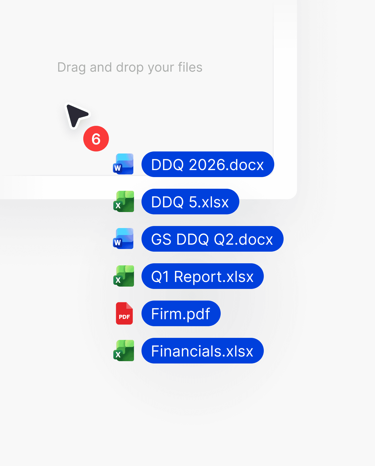 Drag and drop files into the DDQ repository