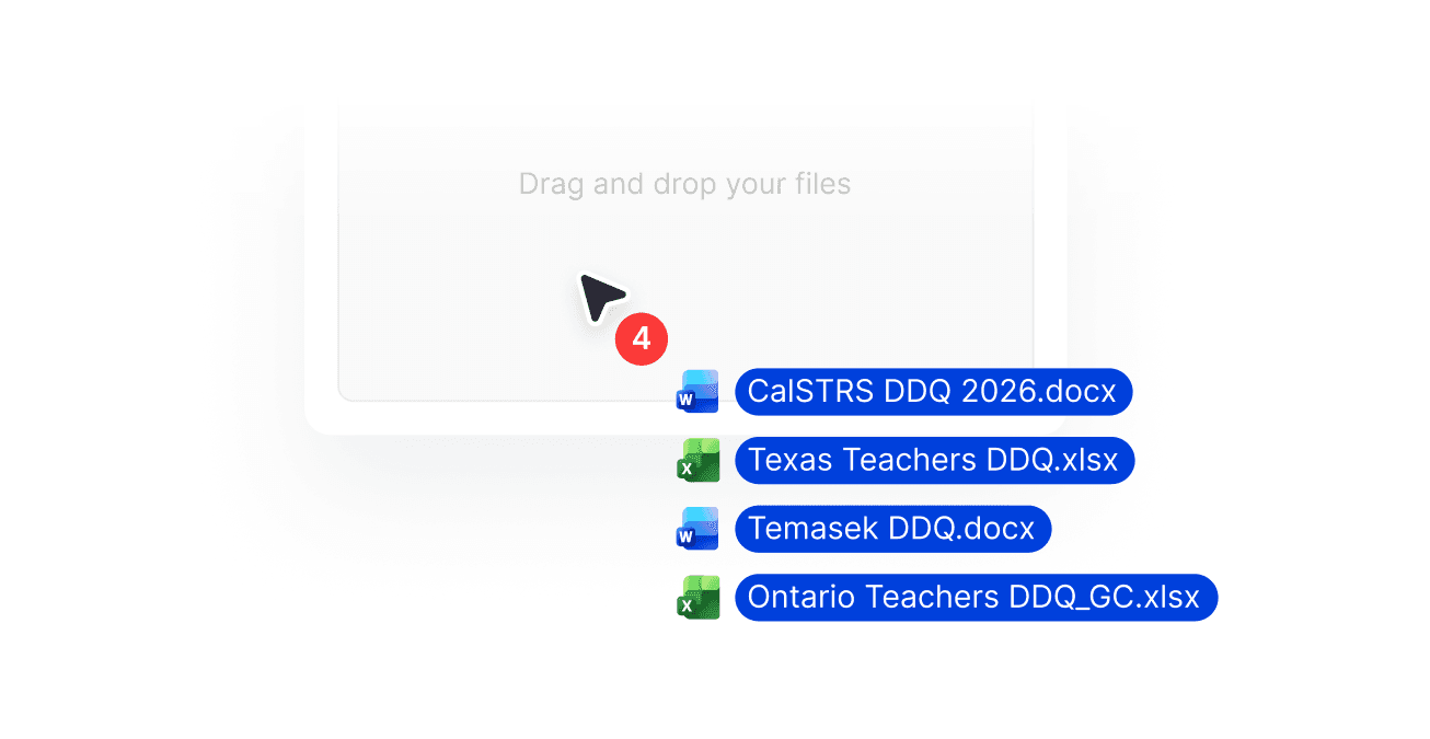Drag and drop interface for uploading DDQ documents