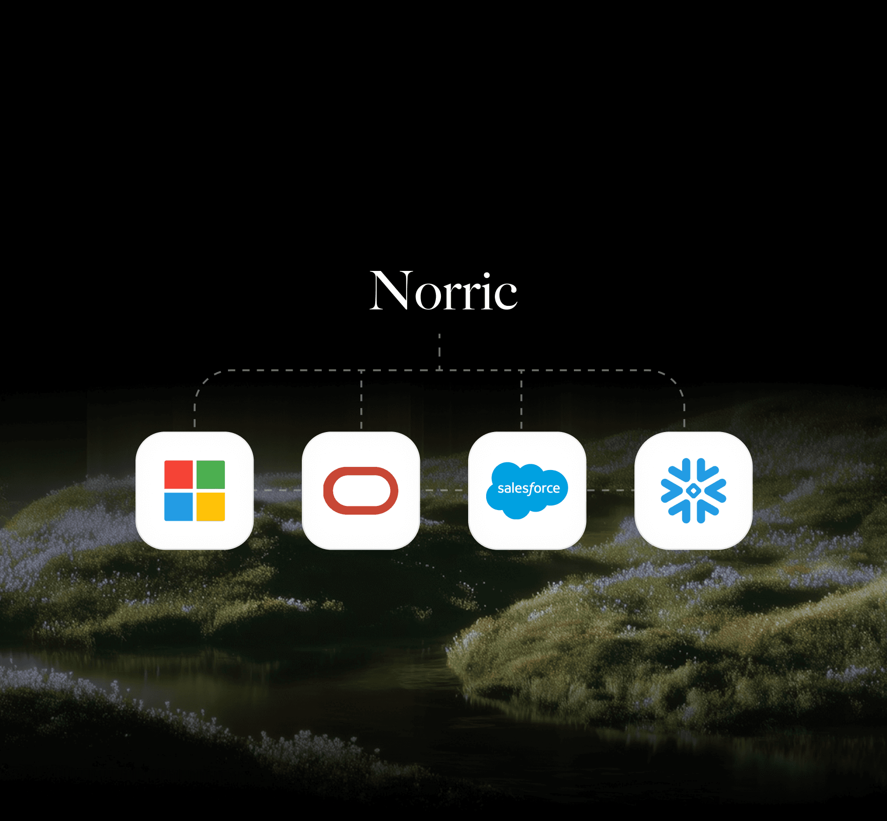 Norric integration hub connecting Microsoft, Oracle, Salesforce, and Snowflake