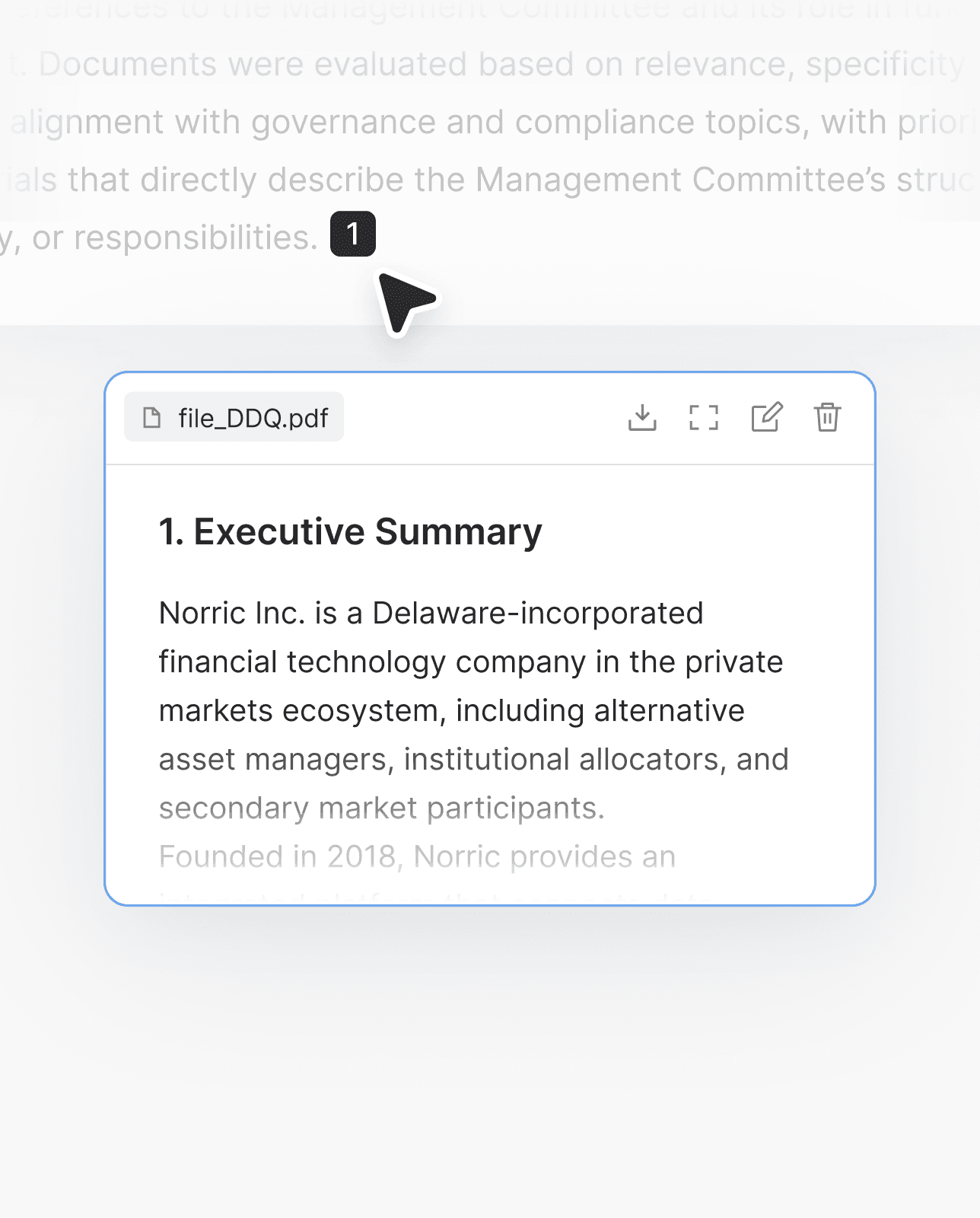 Document preview with citation badge linking to source file