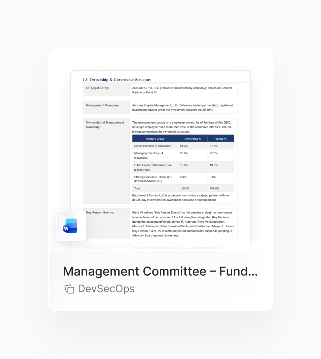 Source document preview for Management Committee Fund XIV tagged DevSecOps