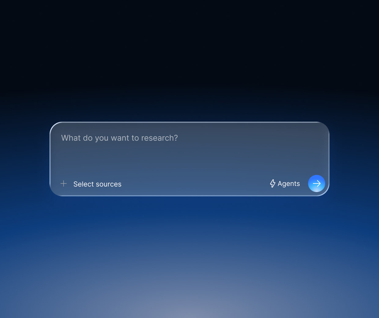 Research interface asking what you want to research across portfolio sources
