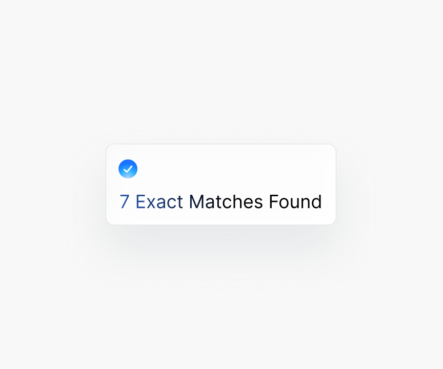 Notification showing seven exact answer matches found